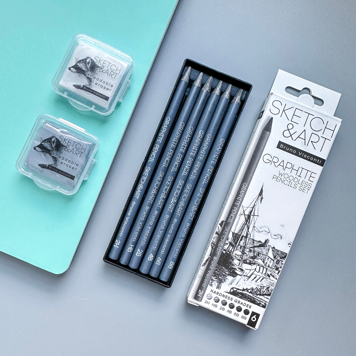 Bruno Visconti Sketch&Art Woodless Graphite Pencils — Set of 6 (2H–8B)