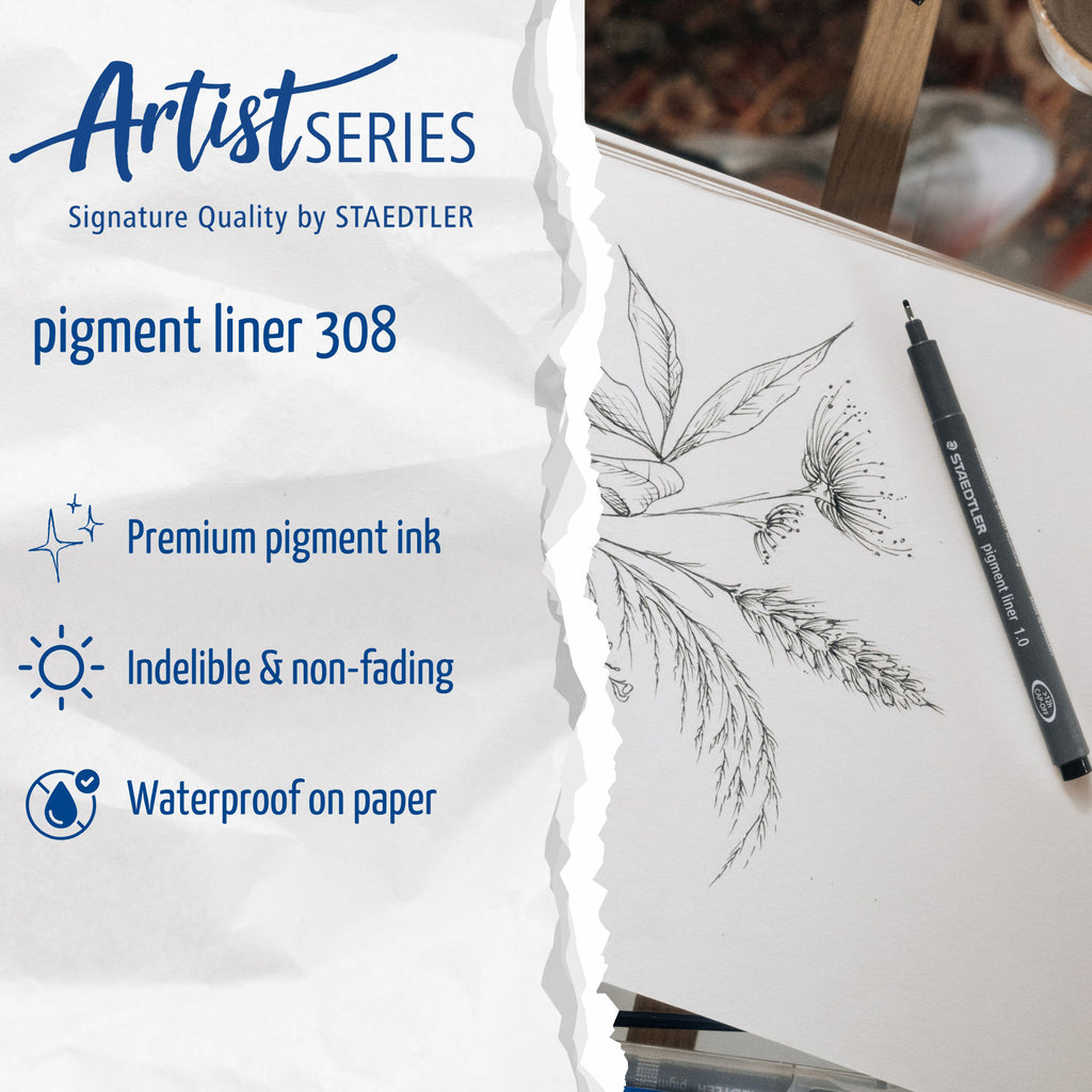 STAEDTLER Pigment Liner 308 — Black, Single