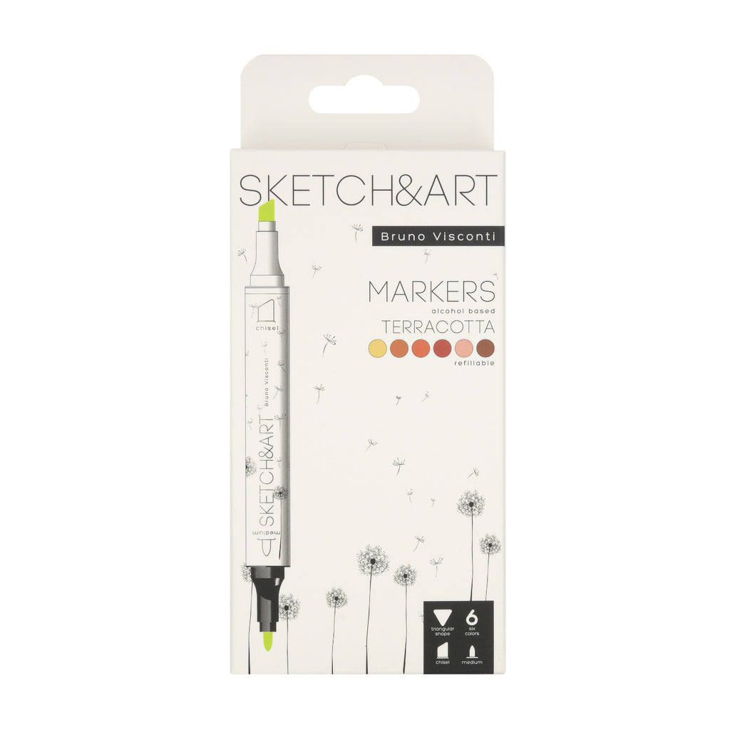 Bruno Visconti Sketch&Art Double-Sided Alcohol Markers "Terracotta" — 6 Colours