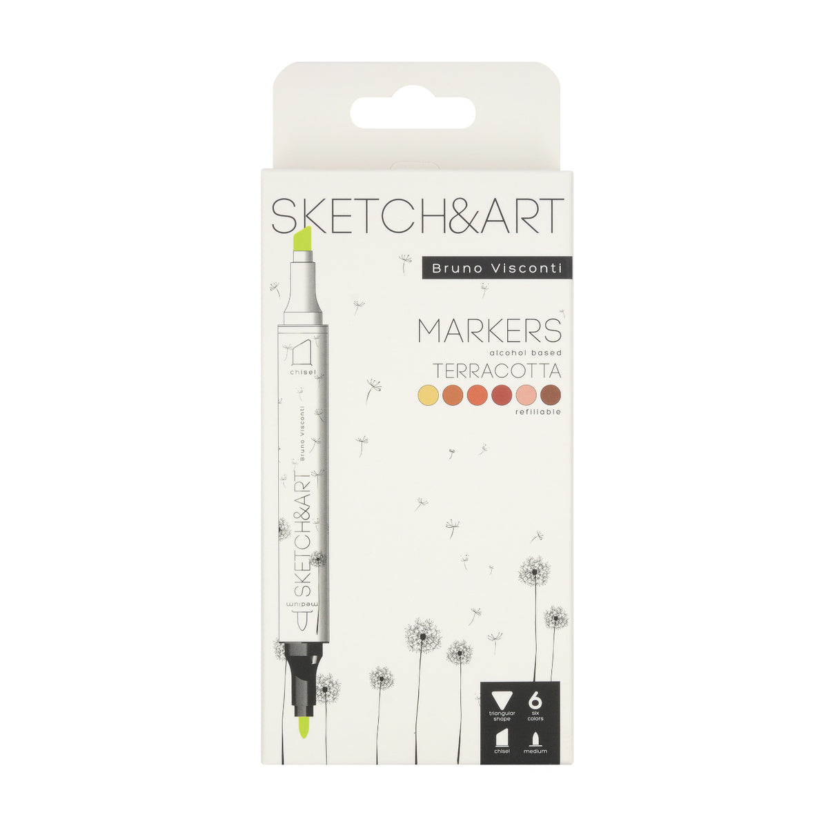 Bruno Visconti Sketch&Art Double-Sided Alcohol Markers "Terracotta" — 6 Colours
