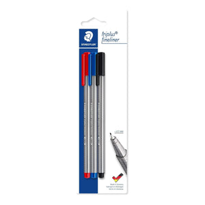 Triplus fineliners · Red, Blue & Black