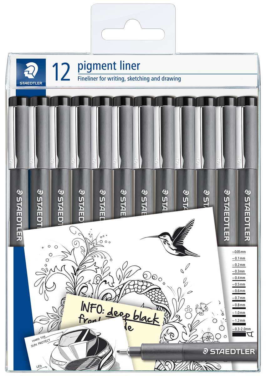 STAEDTLER Pigment Liner Fineliners — Set of 12