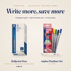 STAEDTLER 10 ballpoint pens + Triplus fineliner set combo