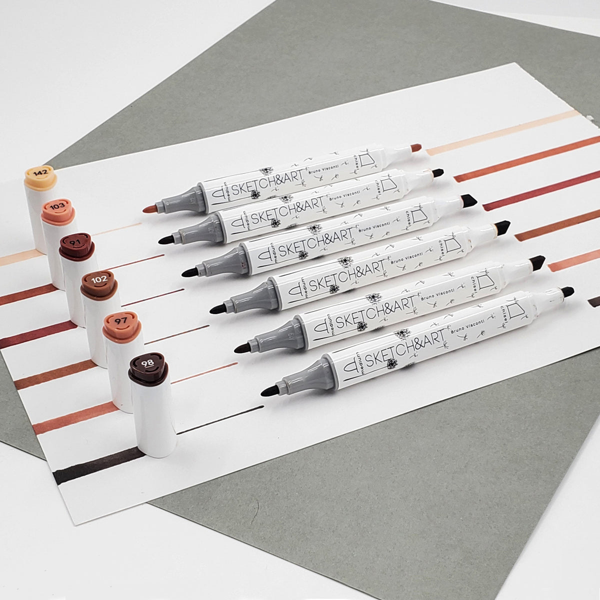 Bruno Visconti Sketch&Art Double-Sided Alcohol Markers "Terracotta" — 6 Colours