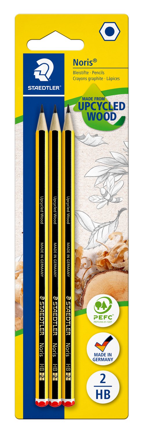 STAEDTLER Noris Upcycled Wood Pencil HB — Pack of 3