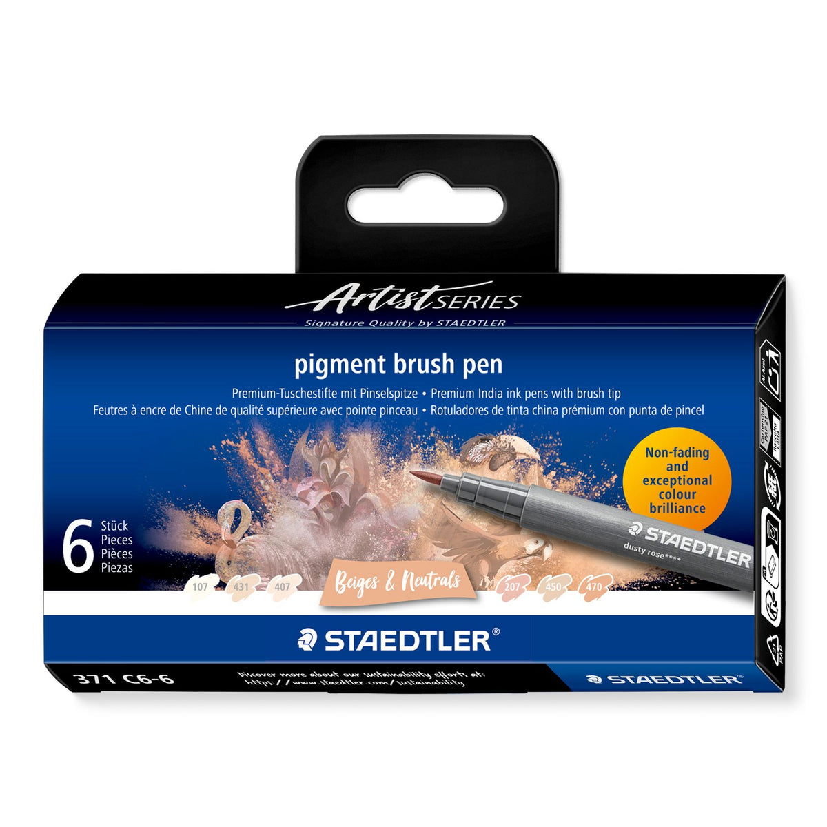 STAEDTLER Pigment Brush Pens — 6 Beiges & Neutrals
