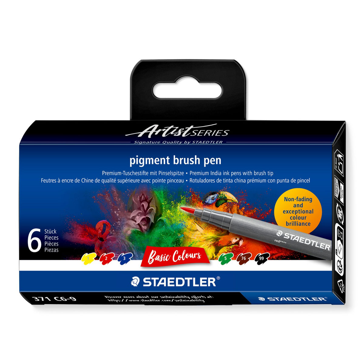 STAEDTLER Pigment Brush Pens — 6 Basic Colours