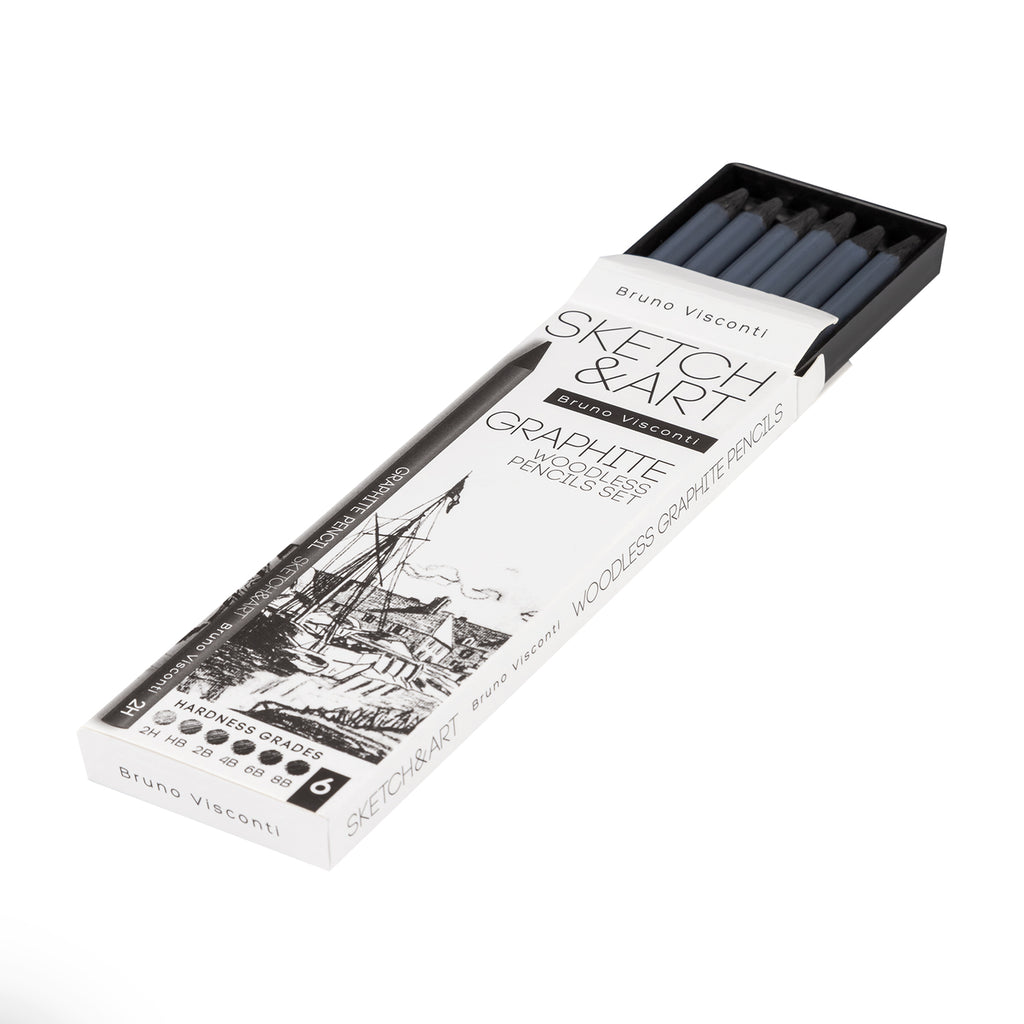 Bruno Visconti Sketch&Art Woodless Graphite Pencils — Set of 6 (2H–8B)