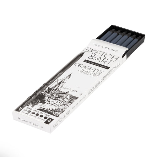 Bruno Visconti Sketch&Art Woodless Graphite Pencils — Set of 6 (2H–8B)