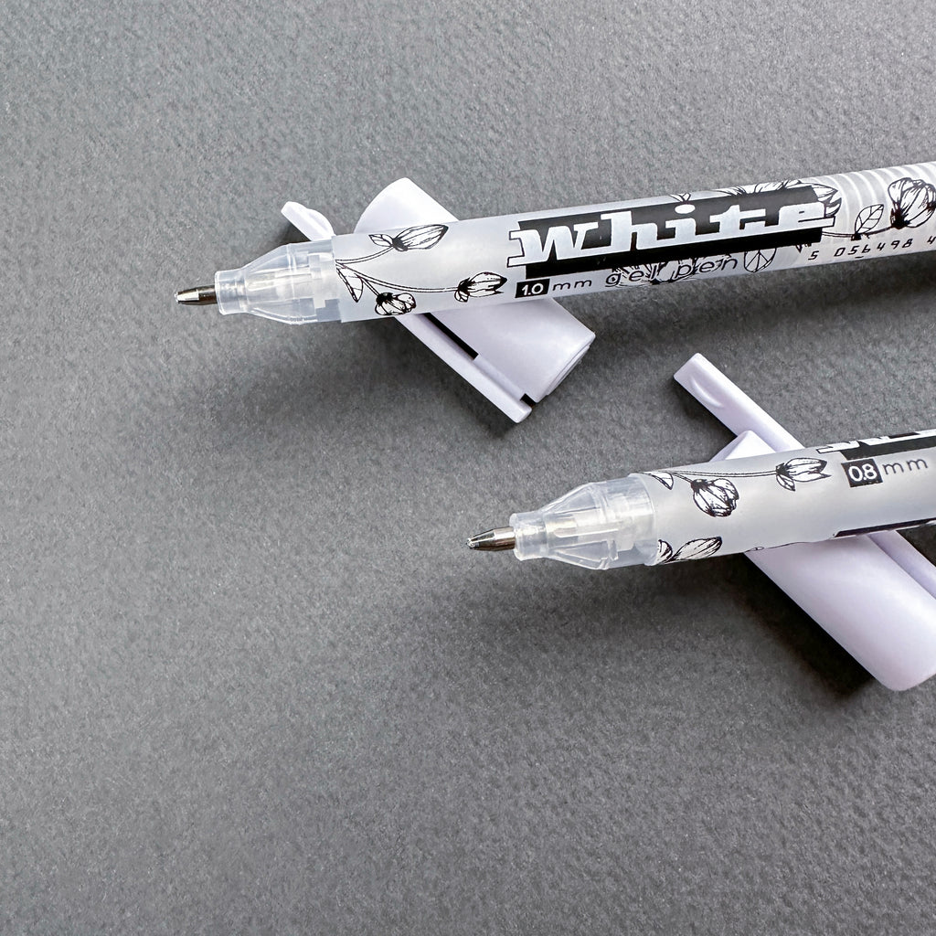 Bruno Visconti Sketch&Art White Gel Pens — Set of 2 (0.8 mm & 1.0 mm)