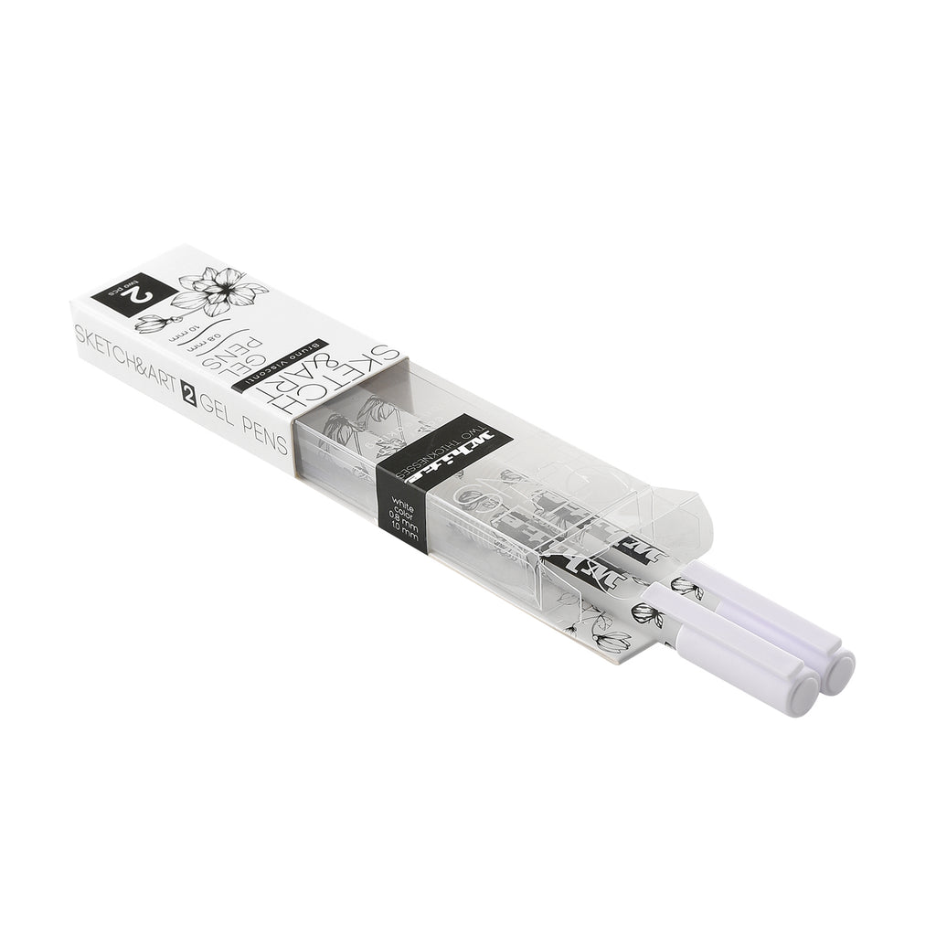 Bruno Visconti Sketch&Art White Gel Pens — Set of 2 (0.8 mm & 1.0 mm)