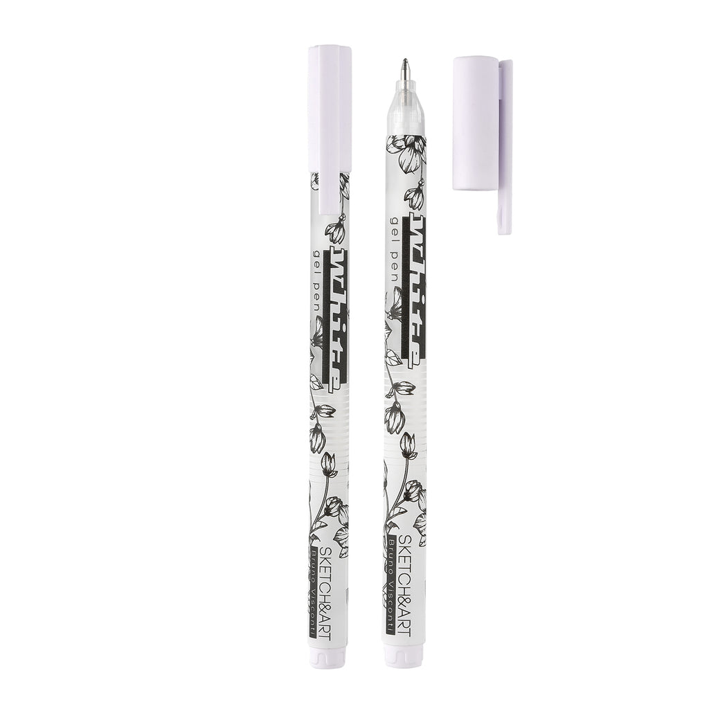 Bruno Visconti Sketch&Art White Gel Pens — Set of 2 (0.8 mm & 1.0 mm)