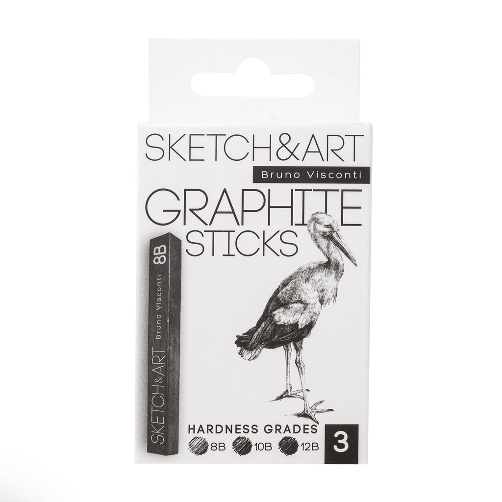Bruno Visconti Sketch&Art Compressed Graphite Sticks — Set of 3 (8B, 10B, 12B)