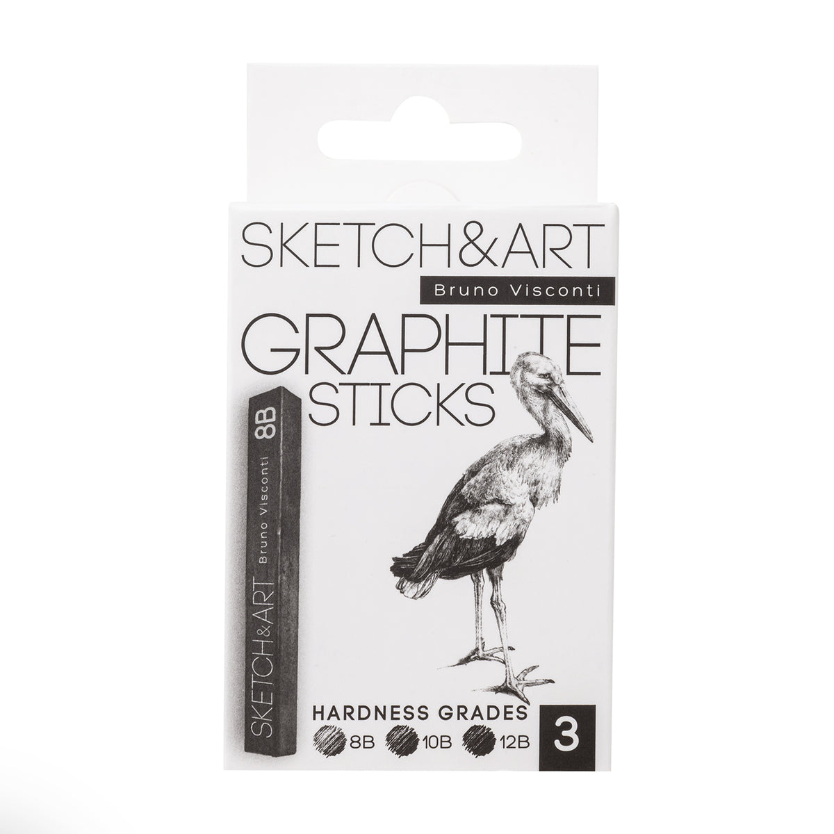 Bruno Visconti Sketch&Art Compressed Graphite Sticks — Set of 3 (8B, 10B, 12B)