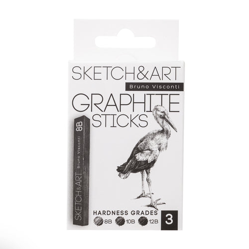 Bruno Visconti Sketch&Art Compressed Graphite Sticks — Set of 3 (8B, 10B, 12B)
