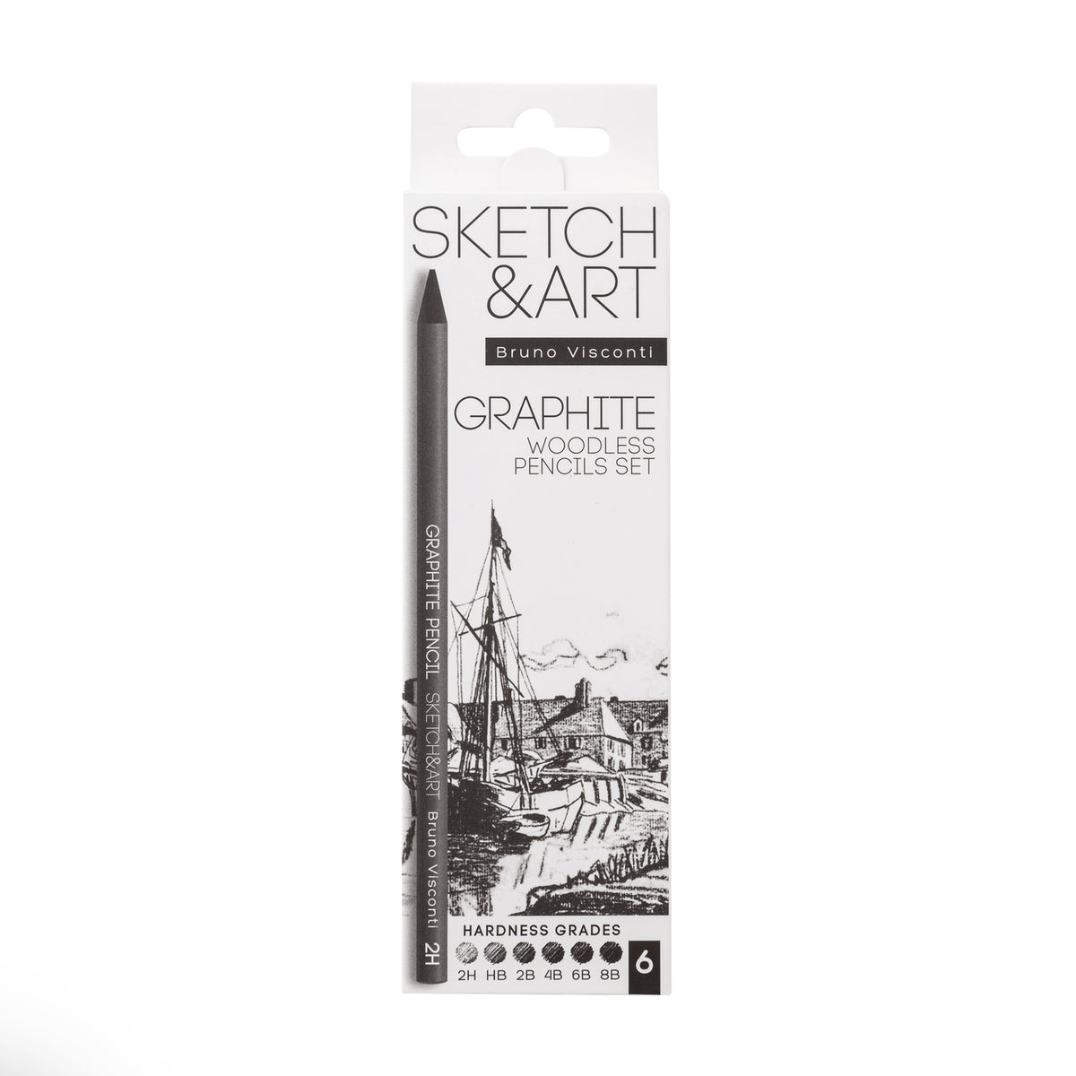 Bruno Visconti Sketch&Art Woodless Graphite Pencils — Set of 6 (2H–8B)