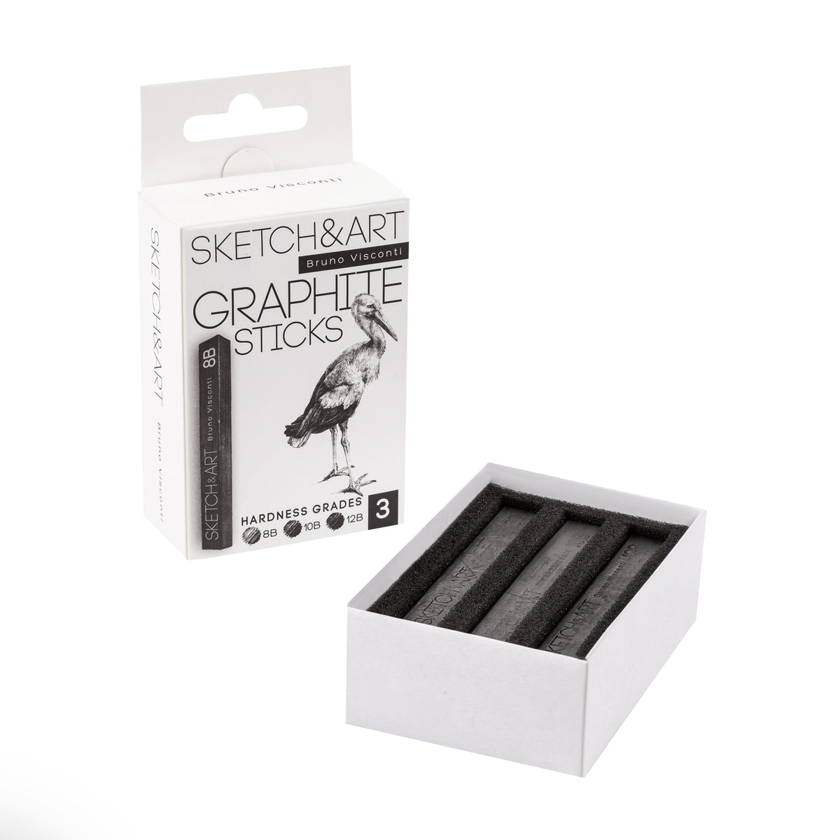Bruno Visconti Sketch&Art Compressed Graphite Sticks — Set of 3 (8B, 10B, 12B)