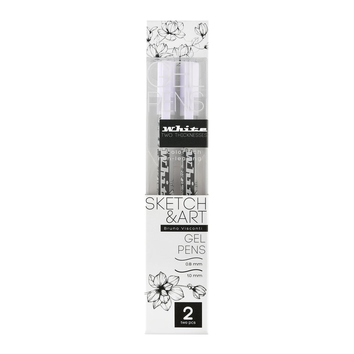 Bruno Visconti Sketch&Art White Gel Pens — Set of 2 (0.8 mm & 1.0 mm)
