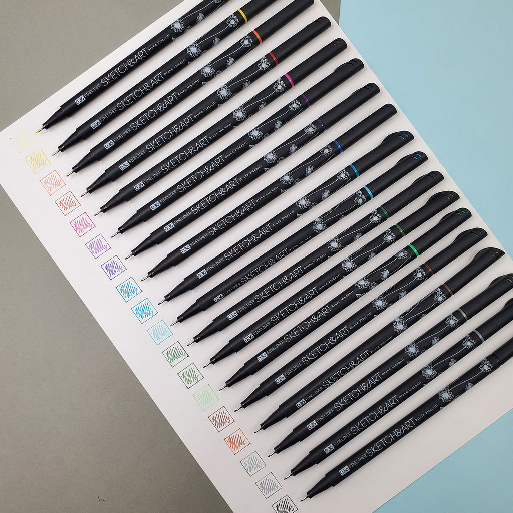 Bruno Visconti Sketch&Art "Black Edition" Fineliners — 12 Colours, 0.36 mm